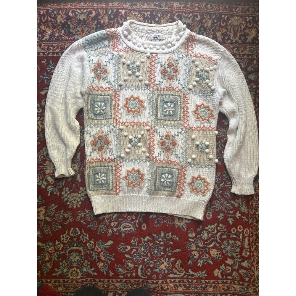 VTG M.J. Carroll Knit Sweater Womens Small Cottagecore Grandmacore
